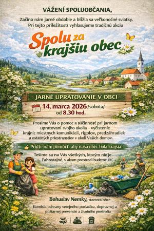 Jarná brigáda - upratovanie verejných priestranstiev v obci